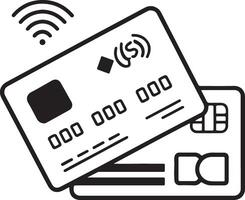 Payment method icon. Debit and credit bank card payment system icon in flat filled and outline stroke line art. vector
