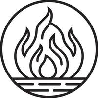 Fire heat icon in flat filled and outline stroke line art. vector