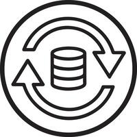 Data transfer icon. Online and offline date sharing icon in flat filled and outline stroke line art. vector