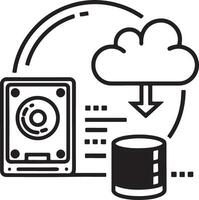 Online database icon. Data storage, web host, data filter and data center icon in flat filled and outline stroke line art. vector