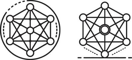 Simple network connection icon in flat filled and outline stroke line art. vector