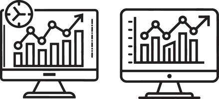 Web analysis icon. Data analytics for business marketing icon in flat filled and outline stroke line art. vector