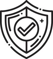 Security shield privacy and protection icon. Security icon with check mark in flat filled and outline stroke line art. vector
