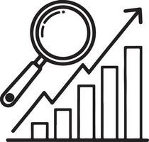 Search statistic icon. Data analytics searching icon in flat filled and outline stroke line art. vector