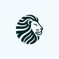 lion head logo design with circle style vector