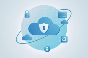 Cybersecurity in Cloud Computing, Gradient flat illustration vector