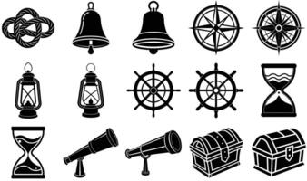 Collection of nautical symbols and objects Ocean Icons for World Oceans Day vector