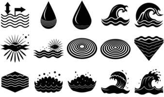 Collection of Water Related Icons and Illustrations Ocean Icons for World Oceans Day vector