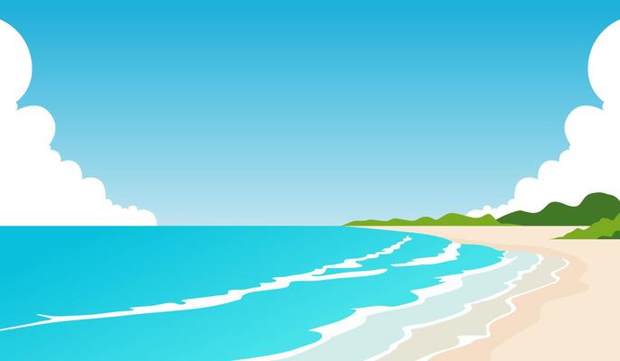 Beach Background With Ocean Waves And Clouds Around It