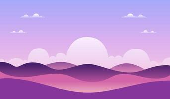 Wavy Plains And Clouds Above With Gradient Colors vector