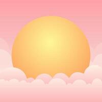 Cloud Background With Sun In The Middle And Pink Yellow Gradient Color vector