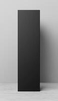 Black deep matte cardboard box long vertical blank mockup package photo