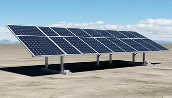 Solar panel clean energy on field with blue sky, modern technology concept photo