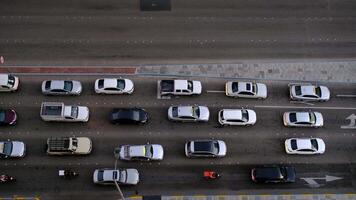Abu Dhabi,UAE -10 January 2024 Top Down View of City Traffic on a Highway. A scene reflecting efficiency and rapid development in the Middle East. video
