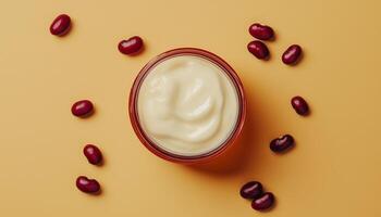 Red bean cream mask natural organic extract essential on glass jar photo