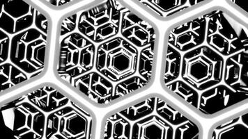 Metallic hexagonal grid structure rotating slowly. Design video