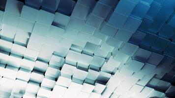 White and blue cubes move and change on a background. Design video