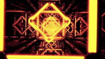 Neon tunnel vj loop flying through glowing sci fi corridor. Design video
