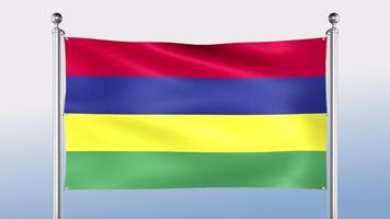 Mauritius Flag Hangs On The Pole On Both Sides video