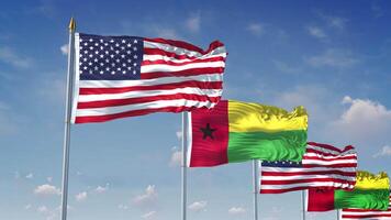 A Row Of United States And Guinea-Bissau Flags video