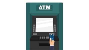 Animation of teal ATM machine suitable for financial presentations, banking websites, moneyrelated videos, and educational content on ATMs. video