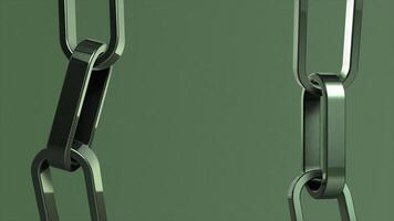 3D Render of Metallic Chain Links on Green Background video