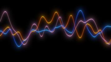Abstract background of sine wave colored lines. Sinusoids on a black background.16 video
