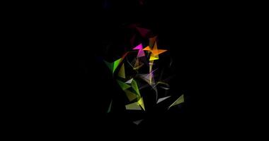 A movable interweaving of dots, lines and triangular faces on a black background. Plexuses. Digital network. Abstract animation. 11 video