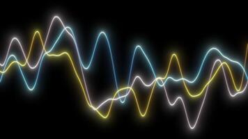 Abstract background of sine wave colored lines. Sinusoids on a black background.12 video