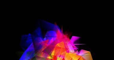 A movable interweaving of dots, lines and triangular faces on a black background. Plexuses. Digital network. Abstract animation. 13 video