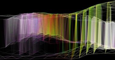 A movable interweaving of dots, lines and triangular faces on a black background. Plexuses. Digital network. Abstract animation. 7 video