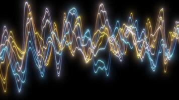 Abstract background of sine wave colored lines. Sinusoids on a black background.15 video