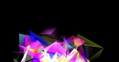 A movable interweaving of dots, lines and triangular faces on a black background. Plexuses. Digital network. Abstract animation. 14 video