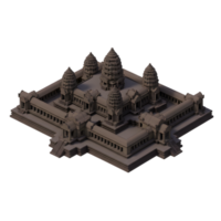 Isometric View of an Ancient Temple Complex in Brown Tone 3D Rendering png