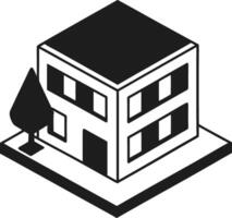 Isometric Minimalist Black House Illustration vector