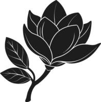 Minimalist Magnolia Flower Silhouette - Elegant Spring Botanical vector