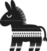 Traditional Pinata Donkey Silhouette - Black Illustration with Decorative Patterns vector
