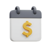 3D Render of Calendar Icon with Dollar Sign. Financial Planning, Budget, and Due Dates png