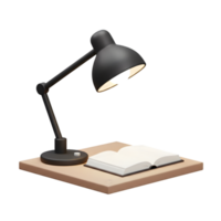 Illuminated Pages. A 3D Render of a Desk Lamp and Open Book, perfect for Study, Reading and Learning png