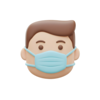 3D Render of a Man Wearing a Protective Face Mask A Digital Illustration of Health and Safety, mask png