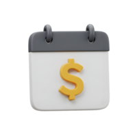3D Render of a Calendar Icon with a Dollar Sign. Financial Planning and Budgeting Concept png
