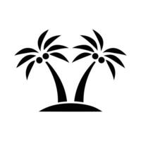 Silhouette of a palm tree on a tropical beach with sunset, ocean, and sky in the background vector