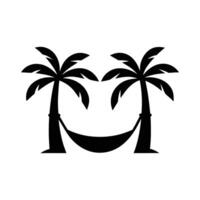 Tropical island with palm tree silhouette illustration, palm tree icon vector