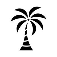 Silhouette of a palm tree on a tropical beach with sun and sea in a illustration style vector