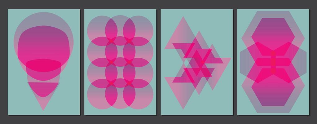 abstract geometric pink shape pattern background, set of geometry shape assets
