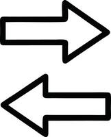 Two arrows pointing in opposite directions, black and white, symbolizing movement, exchange, and reversal, ideal for illustrating concepts of change, flow, or back-and-forth action vector