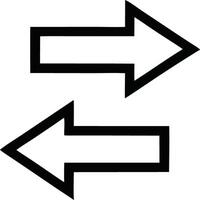 Two arrows pointing in opposite directions, black and white, symbolizing movement, exchange, and cyclical actions, ideal for illustrating back-and-forth concepts, flow, or reversibility vector