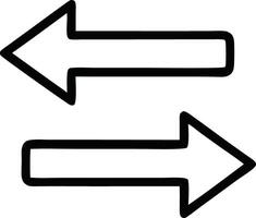 Two arrows pointing in opposite directions, black and white, symbolizing movement, exchange, or cyclical action, ideal for illustrating back-and-forth, flow, or reversibility vector