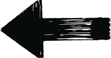 An arrow pointing left in black ink vector