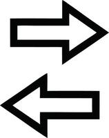 Two black and white arrows pointing in opposite directions, symbolizing exchange, reversal, or mutual movement, ideal for representing swap, flow, or cyclical change vector